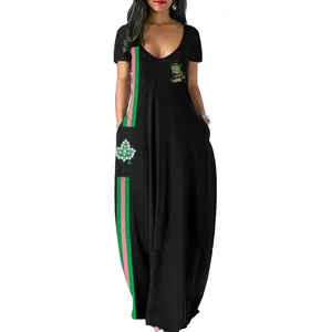 キングヤングアフリカドレス女性半袖サイドストライプオーバービッグプラスサイズ半袖Vネックロングカフタンドレス