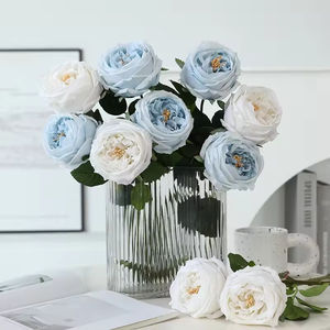 Rose artificielle David Austin de haute qualité, en latex, effet toucher réel, blanche et rose, pour la décoration de mariage et de fête - Product Image 5