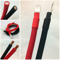Câble électrique monoconducteur rouge et noir de calibre 2, câbles de batterie et onduleur en cuivre pur de 5, 10, 15 pieds avec cosses flexibles