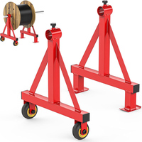 Support de bobine de fil JH-Mech personnalisé, robuste, avec cadre en acier renforcé triangulaire, bouton de verrouillage réglable et roulettes résistantes à l'usure