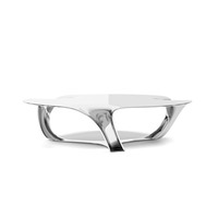 Table basse moderne en fibre de verre électroplaquée, table d'appoint design de luxe léger, meuble de salon brillant