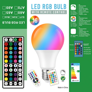 Ampoule LED RGB Colorée 12W A65 Culot E27 Boîtier Plastique Température de Couleur à Changement Progressif Télécommande Emballage Boîte Couleur - Product Image 1