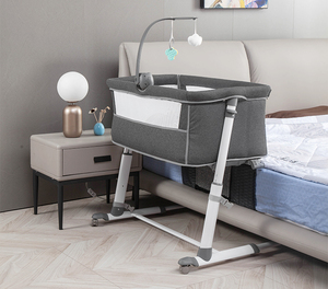 <strong>Top</strong> Quality Baby <strong>Crib</strong> Beside Sleeper Adjustable Height Infant Music Baby Bassinet with Wheels for Baby - Product Image 4