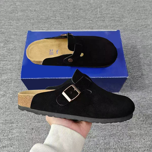 Mules et sabots d'extérieur en cuir véritable et daim pour femme, respirants, avec semelle intérieure en liège fermée, style <span class=keywords><strong>Birkenstock</strong></span>, pour le dropshipping - Product Image 5