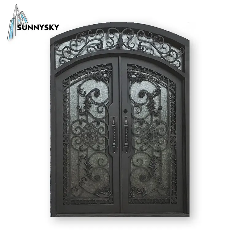 Competitive price wrought iron glass entry door design for home