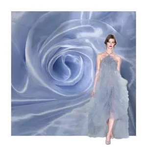 Organza Hot Sale Luxury Liquid Voile Organza Glitter Fabric For Evening Dress Blouse