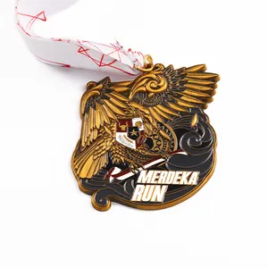 カスタムロゴアンティークゴールド3Dウィングメタルイーグルメダル