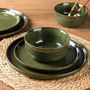 Cuisine vintage en vrac pour hôtel, vente en gros, assiette en céramique et <span class=keywords><strong>porcelaine</strong></span> entièrement en grès, <span class=keywords><strong>vaisselle</strong></span>, <span class=keywords><strong>service</strong></span> de table - Product Image 2