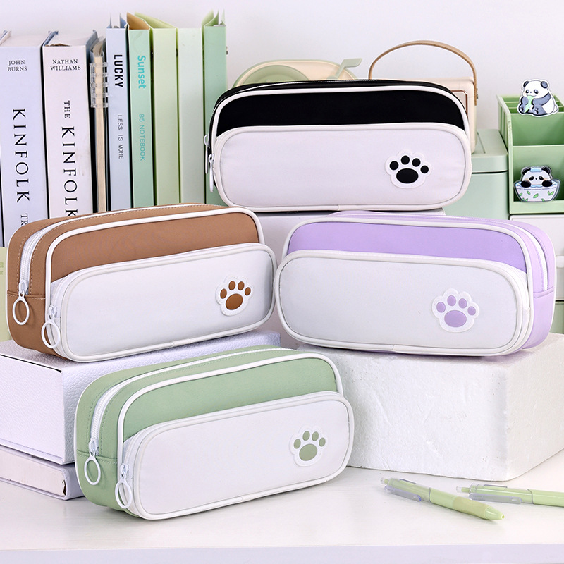 DiiWmme Bow Pencil Case With Bead Chain, Cute Aesthetic Pen Pouch For