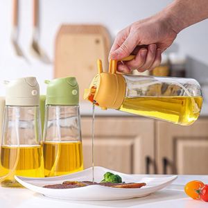 Botella de aceite de vidrio multifuncional lista para usar con pulverizador vertedor para utensilios de cocina, pulverizador de tipo pulsador sin aceite - Product Image 4