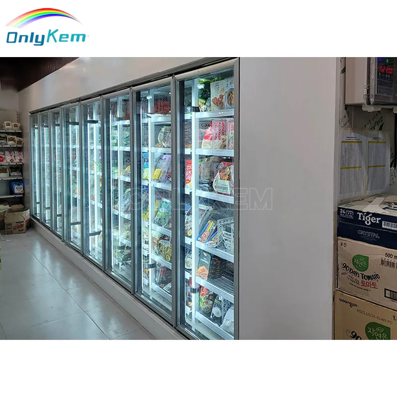 Refrigerador de exhibición de puerta de vidrio de cámara fría de congelador Walk -in para C-Store