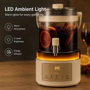 Distributeur de boissons en verre OEM 3L 1000W pour vin chaud et <span class=keywords><strong>sangria</strong></span> avec robinet et lumière d'ambiance LED - Product Image 5