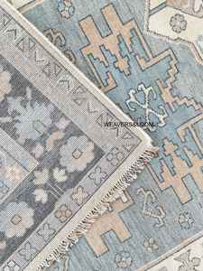 พรมทอมือสไตล์วินเทจ พรมอูชาคทอมือ สำหรับห้องนอน ห้องนั่งเล่น ห้องรับประทานอาหาร พรมขนาดใหญ่ สีไอวอรี่-เทา - Product Image 2