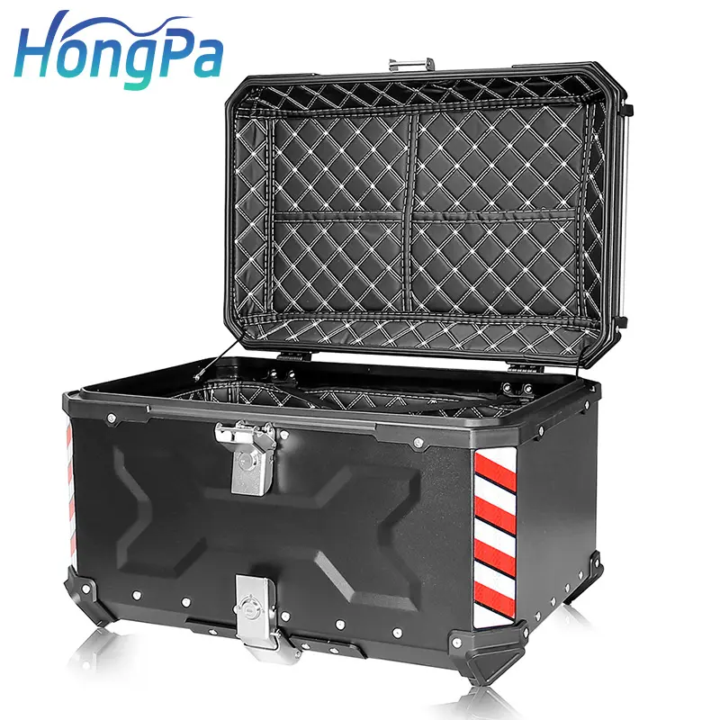 Aluminum Motorcycle Rear Luggage Waterproof 65L Large Capacity Helmet Trunk Motor Top Case Tool Boxes