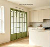 Porte coulissante à trois portes arquées de style français, design moderne, en alliage d'aluminium et verre, étanche, pour cuisine, balcon, salon, porte intérieure