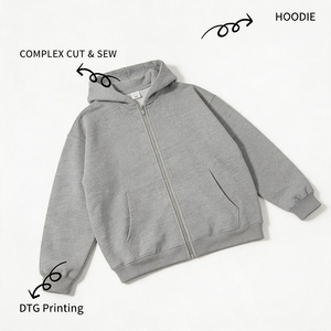 Custom Zip up <strong>Men</strong> <strong>s</strong> Tracksuit Set Oversized Streetwear <strong>Work</strong> Shirts with logo <strong>Mens</strong> Vintage Distressed Embroidery MOQ 1 <strong>Hoodie</strong> - Product Image 2
