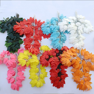 12 pièces/paquets soie blanc Ficus feuilles branches d'<span class=keywords><strong>arbre</strong></span> Faux plante Spray pour la maison décorations de mariage - Product Image 3