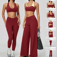 Ensemble de sport deux pièces pour femme : soutien-gorge et legging à dos ajouré, séchage rapide, taille en V, pour la course, le yoga et le fitness