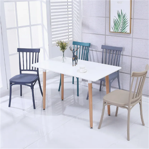 Chaises Windsor modernes ergonomiques empilables en plastique noir tressé pour café, banquet, salle à manger, mariage, hôtel, école, centre commercial - Product Image 6