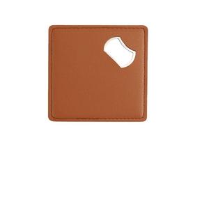 Kvt Rectangle Stainless Steel Bottle Opener With Leather Coaster Portable Multifunctional Beer Opener Brown <b>Black</b> Wine Red - Product Image 2