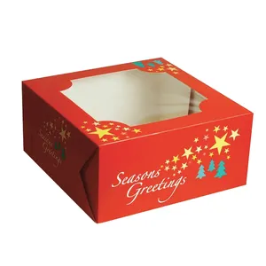 Muestra gratis personalizada de grado alimenticio boda ventana cumpleaños pastel caja de cartón cajas de embalaje para pastel