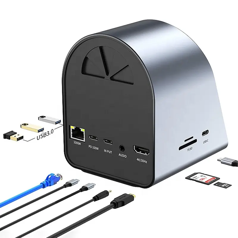 Xput USB C USB-C Hub 10 Trong 1 Loại C Adapter Hub Dock 10-Trong-1 Với Không Dây Sạc USB 3.0 Ethernet RJ45 1000Mbps Đầu Đọc Thẻ