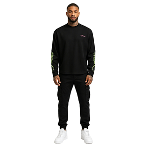 Haut à manches longues unisexe coupe ample et ajustée, style streetwear niche, imprimé gaufré vintage américain, à capuche, pour hommes et femmes, incluant sweats à capuche et sweat-shirts - Product Image 1