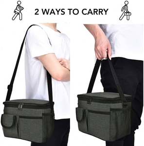 Insulated Water-Resistant Lunch <b>Tote</b> with 4 Pockets Double Side <b>Zips</b> and Sturdy Stitching Water-resistant Cooler Bags - Product Image 3