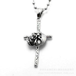 yunnique Stainless Steel Skull And Cross Pendant Themed Pendants For <b>Necklace</b> White Red Black Color - Product Image 5