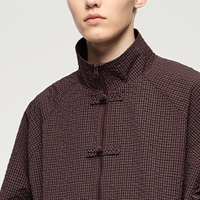 Veste décontractée pour homme QUICKSHOW, style néo-chinois, avec col montant, poche à carreaux et logo frontal, streetwear fin