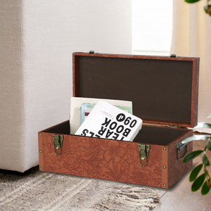 Hòm đựng đồ bằng da dập nổi cổ điển, trang trí, có khóa và đinh tán kim loại giả cổ - Product Image 6