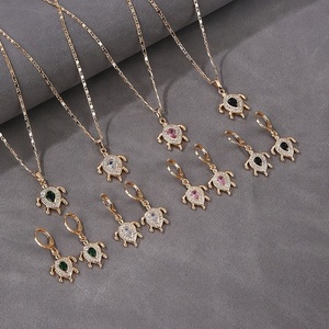 Parures de bijoux tendance pour femmes en zircon plaqué or 18 carats, boucles d'oreilles et colliers, accessoires de bijouterie en gros - Product Image 1