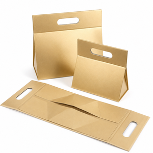 Custom Logo Foldable <b>Flat</b> <b>Pack</b> <b>Gift</b> <b>Box</b> With Die Cut Handle Luxury Paper <b>Gift</b> Packaging <b>Box</b> For Wedding Birthday Party <b>Gift</b> - Product Image 5