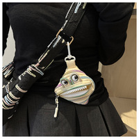 Pochette Zippée Monstre Amusant avec Yeux de Dessin Animé Mignons, Porte-clés Kawaii, Fabricant OEM ODM Personnalisé, Vente en Gros en Vrac