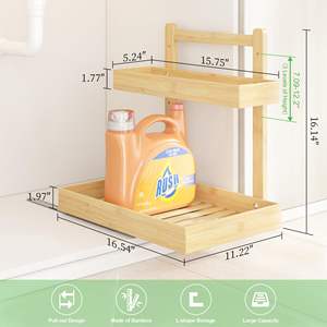 Armoire coulissante à 2 niveaux Organisateur vertical coulissant <span class=keywords><strong>sous</strong></span> l'évier <span class=keywords><strong>Étagère</strong></span>s de rangement pour salle de bain, cuisine et salle de bain à usages multiples - Product Image 6