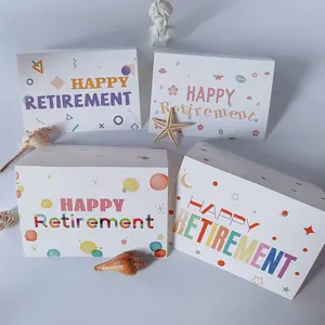 행복 한 은퇴 교사 동료와 친구 접힌 축복 카드 축하 메시지 카드 세트