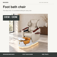 Fauteuil de pédicure avec bassin doré, dossier souple, plateaux latéraux et base lumineuse pour salon de manucure, mobilier OEM ODM en gros