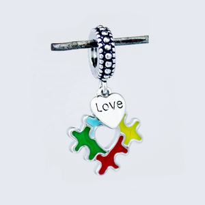 女性ファッションジュエリーガールズメタル5mmホール自閉症意識パズルピースビーズブレスレット用ヨーロピアンチャーム - Product Image 4