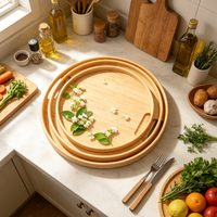 Plateau décoratif réutilisable en bois rétro, durable et compatible lave-vaisselle, ensemble de plateaux à gâteaux en bambou, cadeaux d'affaires, pour canapé, savon, nourriture