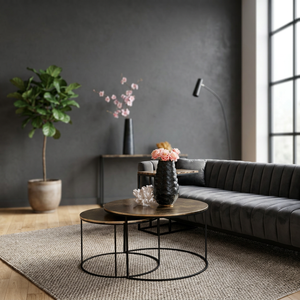Simply iconic Set Of 2 Pcs Modern Round Metal Coffee <b>Table</b> With <b>Marble</b> Top And Iron Frame Nesting Design Living Room Furniture - Product Image 5