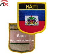 Écussons brodés en forme de bouclier du drapeau haïtien, à thermocoller, pour vêtements et sacs, vente en gros