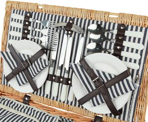 Holiday Wicker Picnic Basket Outdoor Beach 4 Person Set Wholesale square Empty Rattan Handwoven Basket With <strong>Coolbag</strong> - Product Image 5