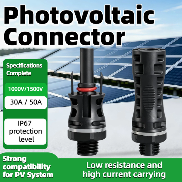 IP67 Waterproof Solar Connectors MC4 Male Female 1000V 1500V 30A Copper Contact PC PV Panel Cable Connector for Solar System
