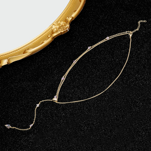 Collier Lariat en Améthyste Naturelle 2026, Forme en Y, Double Couche, Plaqué <span class=keywords><strong>Or</strong></span> 18K, Chaîne à Maillons O, Cristal Zircon CL26-11 - Product Image 6