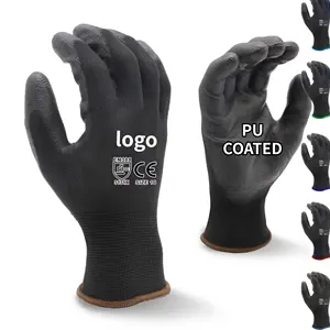 CUSTOM LOGO Anti Chemical Touch Screen Heavy Duty Resistance Industrial Mechanic PU Coated Work Safety Hand Protective Glove