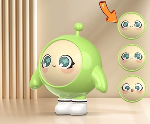 <span class=keywords><strong>Robot</strong></span> vert mignon avec des visages interchangeables - Poupée interactive à expressions changeantes - Product Image 1