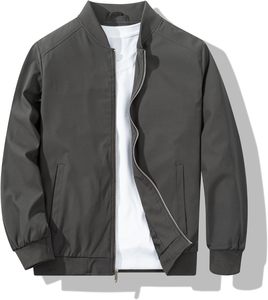Blouson Bomber Coupe-Vent Homme Automne à Manches Longues, Col Montant Décontracté, Personnalisable avec Logo, Teint Uni pour le Printemps - Product Image 1