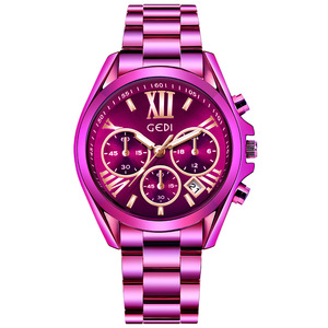 Reloj de pulsera para mujer con correa de acero, estilo ejecutivo, de acero inoxidable, resistente al agua, con calendario. - Product Image 1