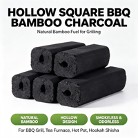 En stock – Charbon de bambou creux carré 100 % naturel, à combustion longue durée, chaleur uniforme et stable, pour barbecue et chauffage quotidien
