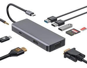 Vente chaude 9 en 1 Usb c Hub, OEM ODM Computer Accessory Usb Hubs avec lecteurs de cartes SD TF et adaptateurs de sortie vidéo <span class=keywords><strong>HDMI</strong></span> <span class=keywords><strong>VGA</strong></span> - Product Image 2